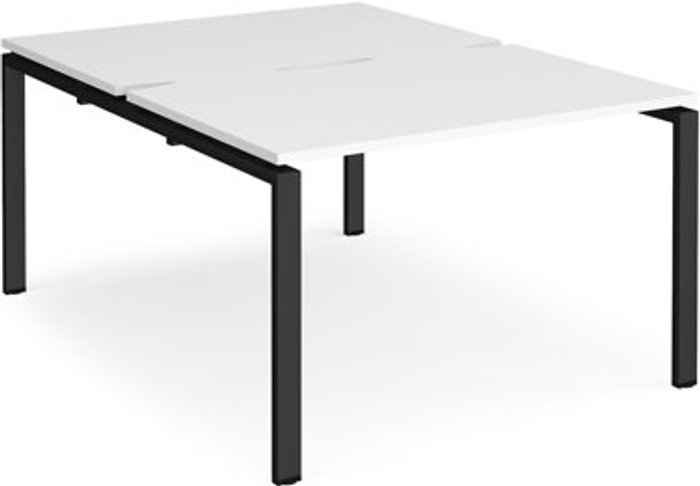 Office Monster | Adapt Bench Desk | 2 Person Starter Rectangular Desks 1200mm | White Tops With Black Frames | 1600mm Depth | Adapt Adapt Bench Desk | 2 Person Starter Rectangular Desks 1200mm | White Tops With Black Frames | 1600mm Depth | Adapt