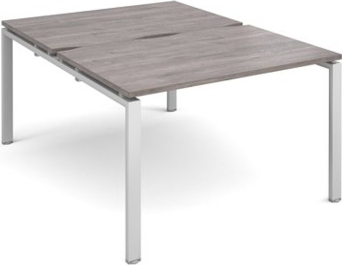 Office Monster | Adapt Adapt starter units back to back 1200mm x 1600mm - silver frame, grey oak top Adapt Adapt starter units back to back 1200mm x 1600mm - silver frame, grey oak top