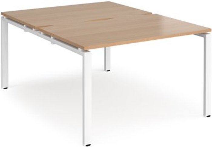 Office Monster | Adapt Bench Desk | 2 Person Starter Rectangular Desks 1200mm | Beech Tops With White Frames | 1600mm Depth | Adapt Adapt Bench Desk | 2 Person Starter Rectangular Desks 1200mm | Beech Tops With White Frames | 1600mm Depth | Adapt