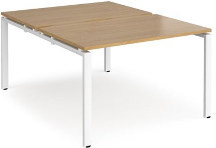 Office Monster | Adapt Bench Desk | 2 Person Rectangular Desks 1200mm | Oak Tops With White Frames | 1600mm Depth | Adapt Adapt Bench Desk | 2 Person Rectangular Desks 1200mm | Oak Tops With White Frames | 1600mm Depth | Adapt