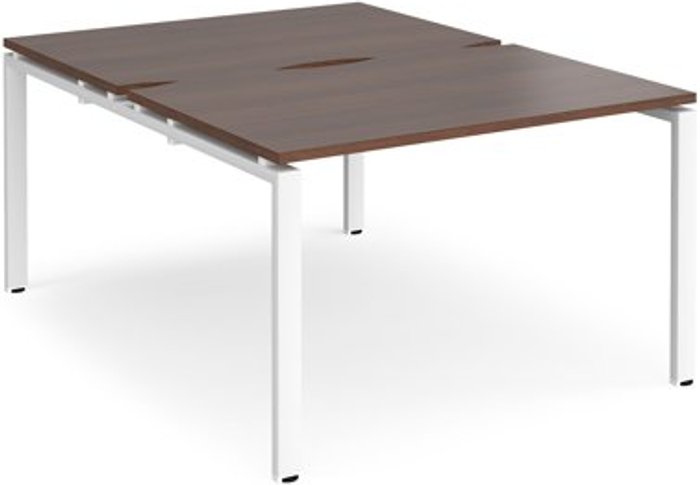 Office Monster | Adapt Bench Desk | 2 Person Rectangular Desks 1200mm | Walnut Tops With White Frames | 1600mm Depth | Adapt Adapt Bench Desk | 2 Person Rectangular Desks 1200mm | Walnut Tops With White Frames | 1600mm Depth | Adapt