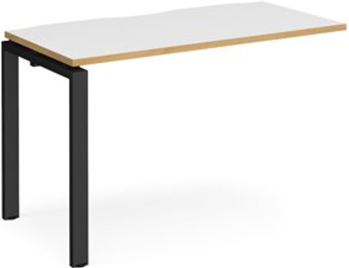 Office Monster | Adapt Bench Desk | Add On Rectangular Desk 1200mm | White/Oak Tops With Black Frames | 600mm Depth | Adapt Adapt Bench Desk | Add On Rectangular Desk 1200mm | White/Oak Tops With Black Frames | 600mm Depth | Adapt