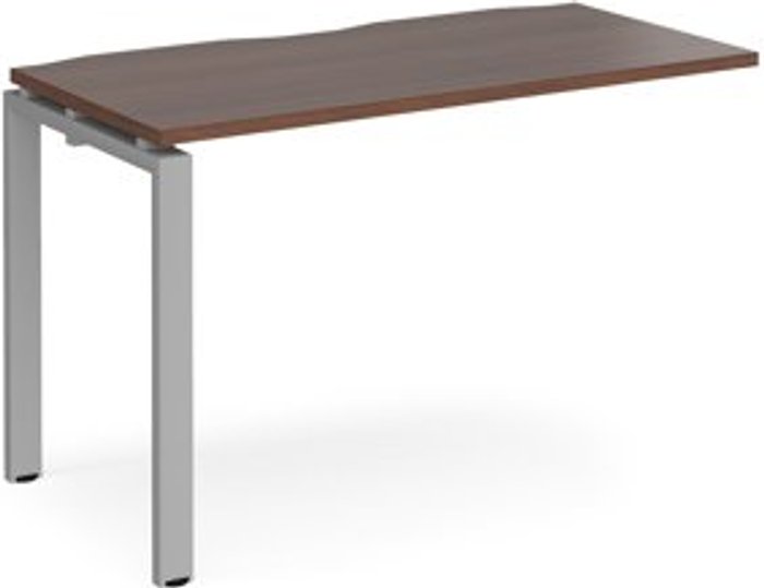 Office Monster | Adapt Bench Desk | Add On Rectangular Desk 1200mm | Walnut Tops With Silver Frames | 600mm Depth | Adapt Adapt Bench Desk | Add On Rectangular Desk 1200mm | Walnut Tops With Silver Frames | 600mm Depth | Adapt