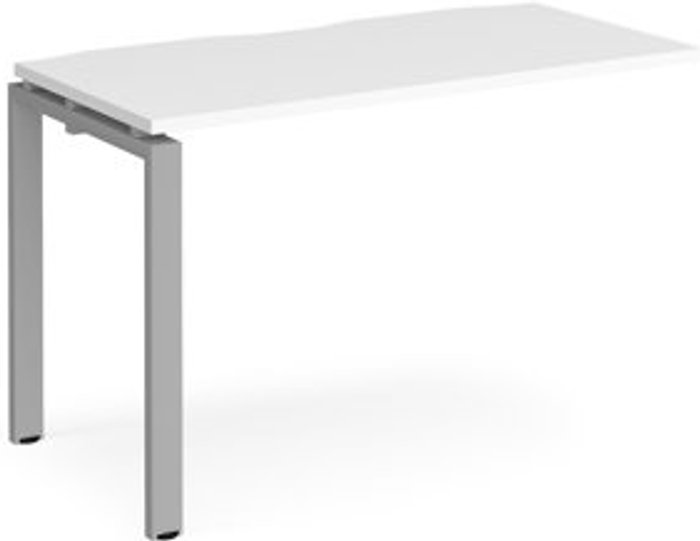 Office Monster | Adapt Bench Desk | Add On Rectangular Desk 1200mm | White Tops With Silver Frames | 600mm Depth | Adapt Adapt Bench Desk | Add On Rectangular Desk 1200mm | White Tops With Silver Frames | 600mm Depth | Adapt