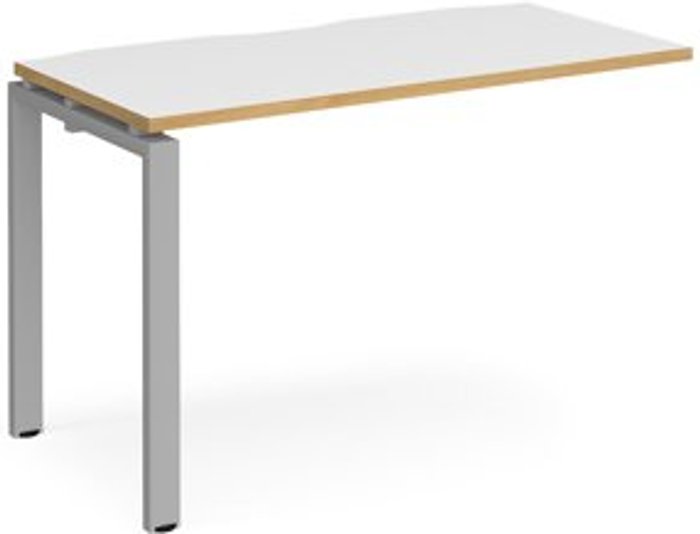 Office Monster | Adapt Bench Desk | Add On Rectangular Desk 1200mm | White/Oak Tops With Silver Frames | 600mm Depth | Adapt Adapt Bench Desk | Add On Rectangular Desk 1200mm | White/Oak Tops With Silver Frames | 600mm Depth | Adapt