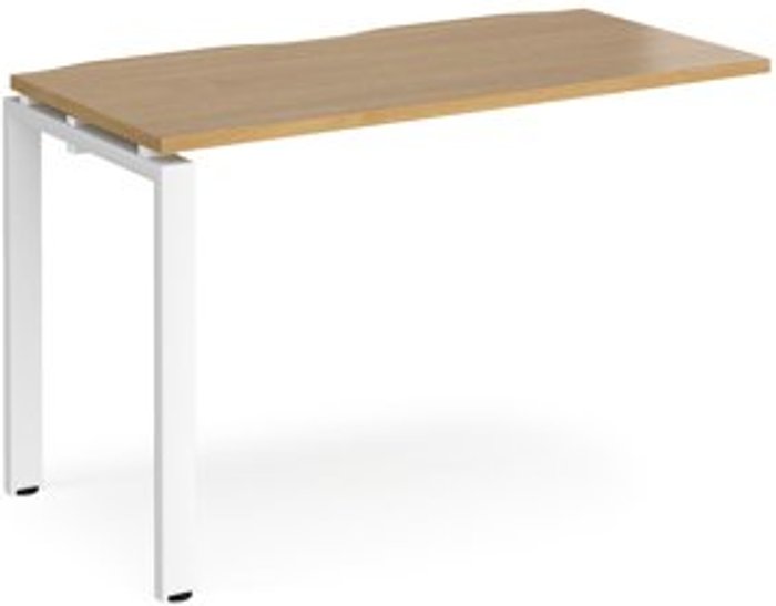 Office Monster | Adapt Bench Desk | Add On Rectangular Desk 1200mm | Oak Tops With White Frames | 600mm Depth | Adapt Adapt Bench Desk | Add On Rectangular Desk 1200mm | Oak Tops With White Frames | 600mm Depth | Adapt