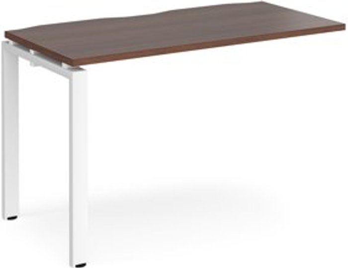 Office Monster | Adapt Bench Desk | Add On Rectangular Desk 1200mm | Walnut Tops With White Frames | 600mm Depth | Adapt Adapt Bench Desk | Add On Rectangular Desk 1200mm | Walnut Tops With White Frames | 600mm Depth | Adapt