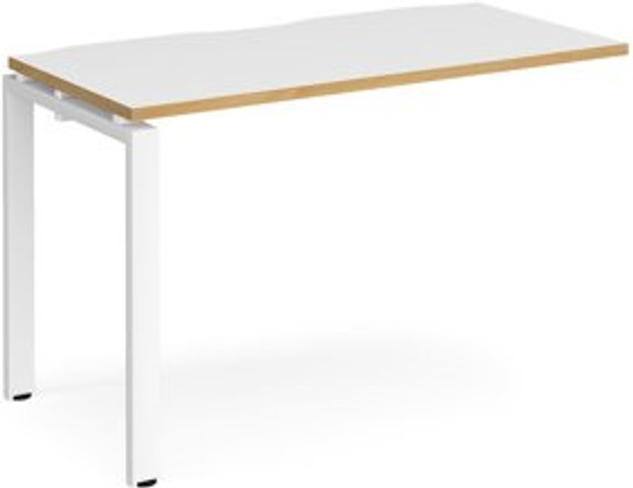Office Monster | Adapt Bench Desk | Add On Rectangular Desk 1200mm | White/Oak Tops With White Frames | 600mm Depth | Adapt Adapt Bench Desk | Add On Rectangular Desk 1200mm | White/Oak Tops With White Frames | 600mm Depth | Adapt