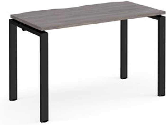 Office Monster | Adapt Adapt single desk 1200mm x 600mm - black frame, grey oak top Adapt Adapt single desk 1200mm x 600mm - black frame, grey oak top