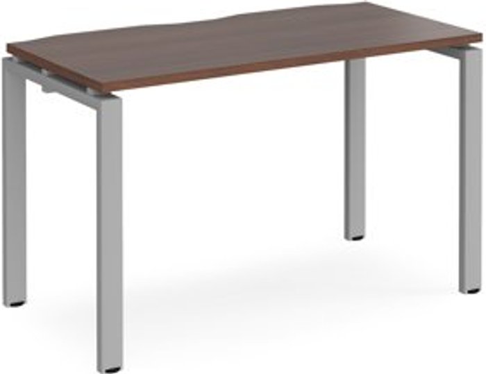 Office Monster | Adapt Bench Desk | Single Person Rectangular Desk 1200mm | Walnut Tops With Silver Frames | 600mm Depth | Adapt Adapt Bench Desk | Single Person Rectangular Desk 1200mm | Walnut Tops With Silver Frames | 600mm Depth | Adapt
