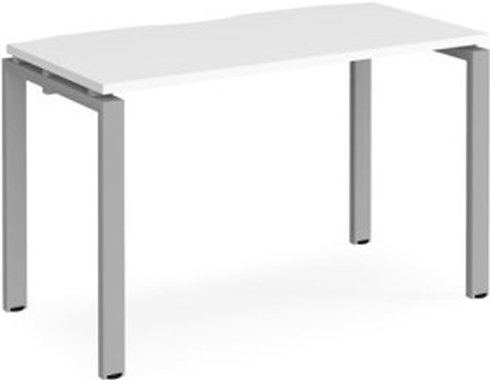 Office Monster | Adapt Bench Desk | Single Person Rectangular Desk 1200mm | White Tops With Silver Frames | 600mm Depth | Adapt Adapt Bench Desk | Single Person Rectangular Desk 1200mm | White Tops With Silver Frames | 600mm Depth | Adapt
