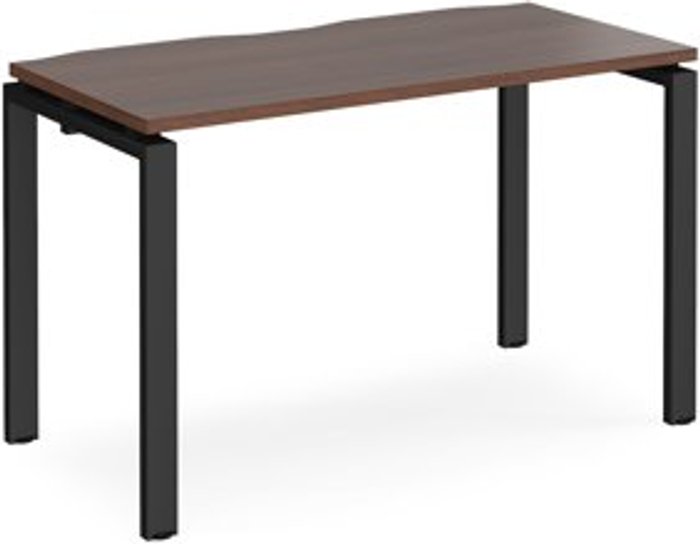 Office Monster | Adapt Bench Desk | Single Person Starter Rectangular Desk 1200mm | Walnut Tops With Black Frames | 600mm Depth | Adapt Adapt Bench Desk | Single Person Starter Rectangular Desk 1200mm | Walnut Tops With Black Frames | 600mm Depth | Adapt