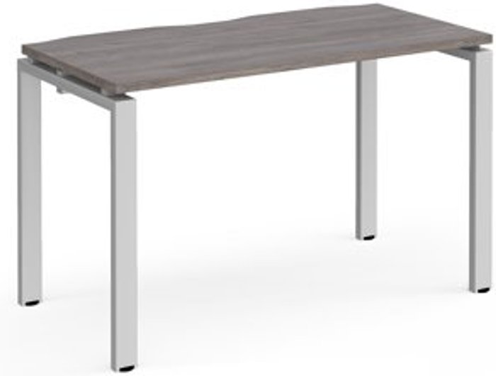 Office Monster | Adapt Adapt starter unit single 1200mm x 600mm - silver frame, grey oak top Adapt Adapt starter unit single 1200mm x 600mm - silver frame, grey oak top