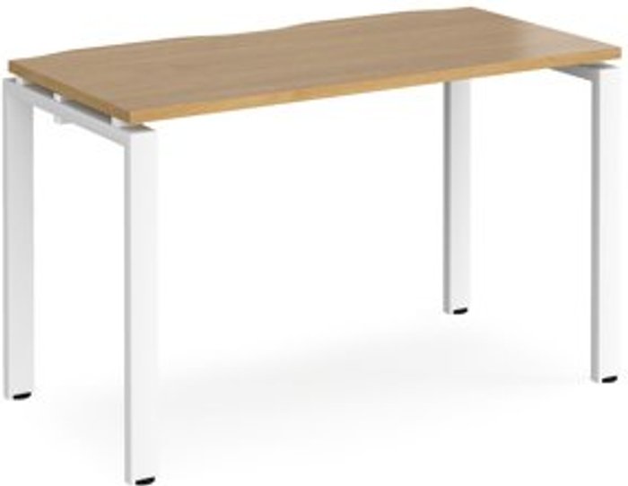 Office Monster | Adapt Bench Desk | Single Person Starter Rectangular Desk 1200mm | Oak Tops With White Frames | 600mm Depth | Adapt Adapt Bench Desk | Single Person Starter Rectangular Desk 1200mm | Oak Tops With White Frames | 600mm Depth | Adapt