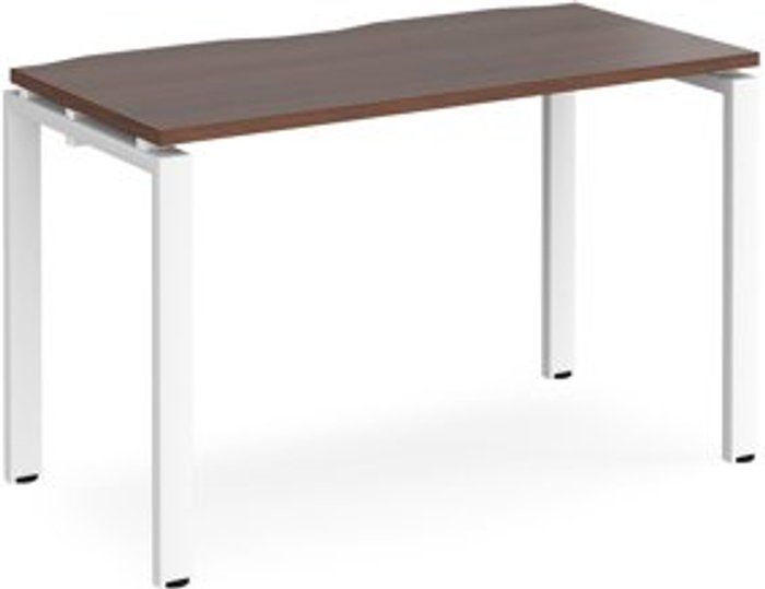 Office Monster | Adapt Bench Desk | Single Person Starter Rectangular Desk 1200mm | Walnut Tops With White Frames | 600mm Depth | Adapt Adapt Bench Desk | Single Person Starter Rectangular Desk 1200mm | Walnut Tops With White Frames | 600mm Depth | Adapt