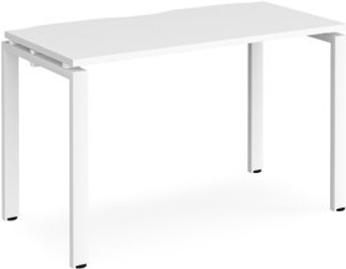 Office Monster | Adapt Bench Desk | Single Person Starter Rectangular Desk 1200mm | White Tops With White Frames | 600mm Depth | Adapt Adapt Bench Desk | Single Person Starter Rectangular Desk 1200mm | White Tops With White Frames | 600mm Depth | Adapt