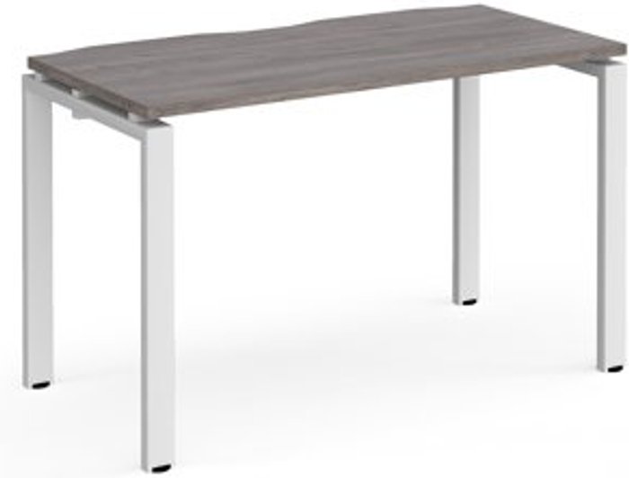Office Monster | Adapt Adapt single desk 1200mm x 600mm - white frame, grey oak top Adapt Adapt single desk 1200mm x 600mm - white frame, grey oak top