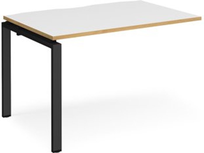 Office Monster | Adapt Bench Desk | Add On Rectangular Desk 1200mm | White/Oak Tops With Black Frames | 800mm Depth | Adapt Adapt Bench Desk | Add On Rectangular Desk 1200mm | White/Oak Tops With Black Frames | 800mm Depth | Adapt