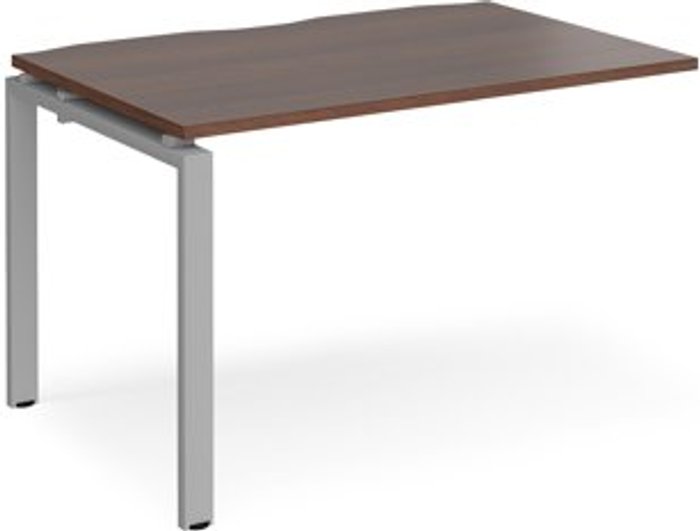 Office Monster | Adapt Bench Desk | Add On Rectangular Desk 1200mm | Walnut Tops With Silver Frames | 800mm Depth | Adapt Adapt Bench Desk | Add On Rectangular Desk 1200mm | Walnut Tops With Silver Frames | 800mm Depth | Adapt