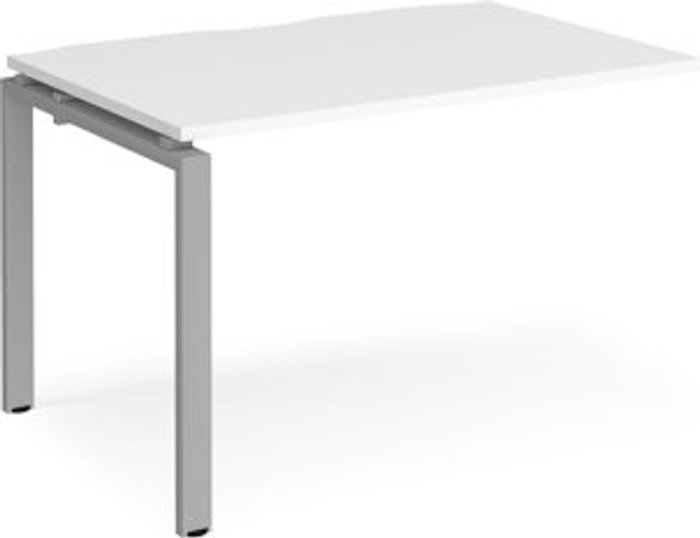 Office Monster | Adapt Bench Desk | Add On Rectangular Desk 1200mm | White Tops With Silver Frames | 800mm Depth | Adapt Adapt Bench Desk | Add On Rectangular Desk 1200mm | White Tops With Silver Frames | 800mm Depth | Adapt