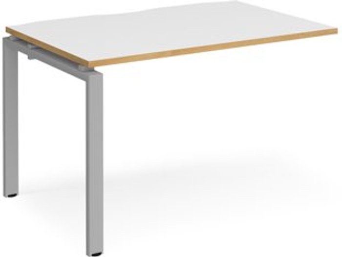 Office Monster | Adapt Bench Desk | Add On Rectangular Desk 1200mm | White/Oak Tops With Silver Frames | 800mm Depth | Adapt Adapt Bench Desk | Add On Rectangular Desk 1200mm | White/Oak Tops With Silver Frames | 800mm Depth | Adapt