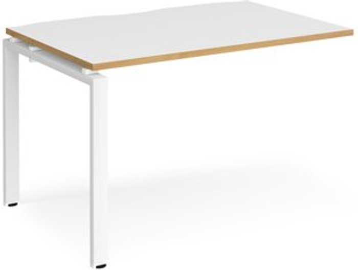 Office Monster | Adapt Bench Desk | Add On Rectangular Desk 1200mm | White/Oak Tops With White Frames | 800mm Depth | Adapt Adapt Bench Desk | Add On Rectangular Desk 1200mm | White/Oak Tops With White Frames | 800mm Depth | Adapt