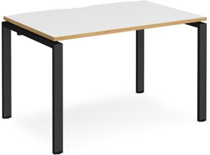 Office Monster | Adapt Bench Desk | Single Person Rectangular Desk 1200mm | White/Oak Tops With Black Frames | 800mm Depth | Adapt Adapt Bench Desk | Single Person Rectangular Desk 1200mm | White/Oak Tops With Black Frames | 800mm Depth | Adapt