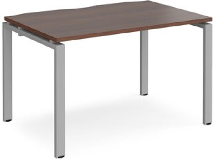 Office Monster | Adapt Bench Desk | Single Person Rectangular Desk 1200mm | Walnut Tops With Silver Frames | 800mm Depth | Adapt Adapt Bench Desk | Single Person Rectangular Desk 1200mm | Walnut Tops With Silver Frames | 800mm Depth | Adapt