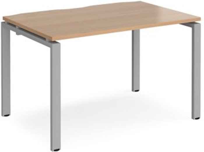 Office Monster | Adapt Bench Desk | Single Person Starter Rectangular Desk 1200mm | Beech Tops With Silver Frames | 800mm Depth | Adapt Adapt Bench Desk | Single Person Starter Rectangular Desk 1200mm | Beech Tops With Silver Frames | 800mm Depth | Adapt