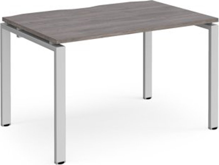 Office Monster | Adapt Adapt starter unit single 1200mm x 800mm - silver frame, grey oak top Adapt Adapt starter unit single 1200mm x 800mm - silver frame, grey oak top