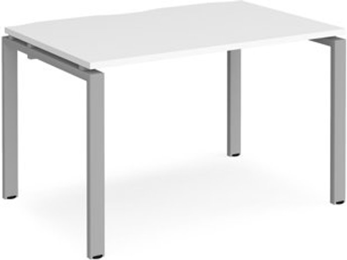 Office Monster | Adapt Bench Desk | Single Person Starter Rectangular Desk 1200mm | White Tops With Silver Frames | 800mm Depth | Adapt Adapt Bench Desk | Single Person Starter Rectangular Desk 1200mm | White Tops With Silver Frames | 800mm Depth | Adapt