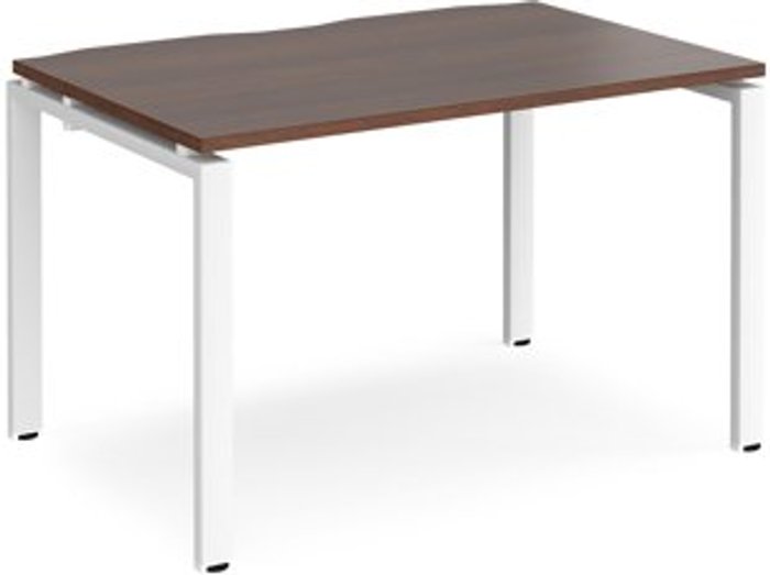 Office Monster | Adapt Bench Desk | Single Person Rectangular Desk 1200mm | Walnut Tops With White Frames | 800mm Depth | Adapt Adapt Bench Desk | Single Person Rectangular Desk 1200mm | Walnut Tops With White Frames | 800mm Depth | Adapt