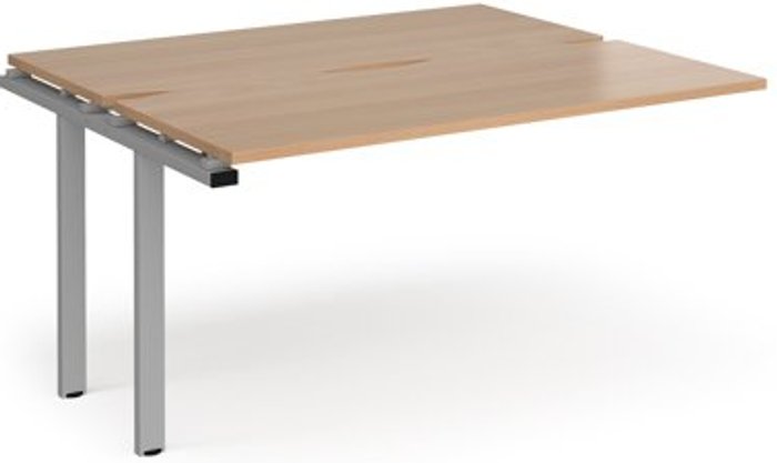 Office Monster | Adapt Bench Desk | Add On 2 Person Rectangular Desks 1400mm | Beech Tops With Silver Frames | 1200mm Depth | Adapt Adapt Bench Desk | Add On 2 Person Rectangular Desks 1400mm | Beech Tops With Silver Frames | 1200mm Depth | Adapt