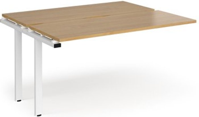 Office Monster | Adapt Bench Desk | Add On 2 Person Rectangular Desks 1400mm | Oak Tops With White Frames | 1200mm Depth | Adapt Adapt Bench Desk | Add On 2 Person Rectangular Desks 1400mm | Oak Tops With White Frames | 1200mm Depth | Adapt