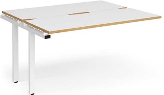 Office Monster | Adapt Bench Desk | Add On 2 Person Rectangular Desks 1400mm | White/Oak Tops With White Frames | 1200mm Depth | Adapt Adapt Bench Desk | Add On 2 Person Rectangular Desks 1400mm | White/Oak Tops With White Frames | 1200mm Depth | Adapt