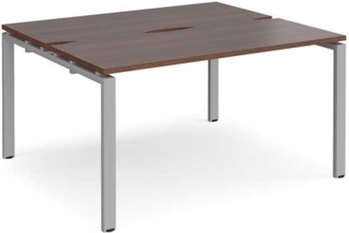 Office Monster | Adapt Bench Desk | 2 Person Rectangular Desks 1400mm | Walnut Tops With Silver Frames | 1200mm Depth | Adapt Adapt Bench Desk | 2 Person Rectangular Desks 1400mm | Walnut Tops With Silver Frames | 1200mm Depth | Adapt