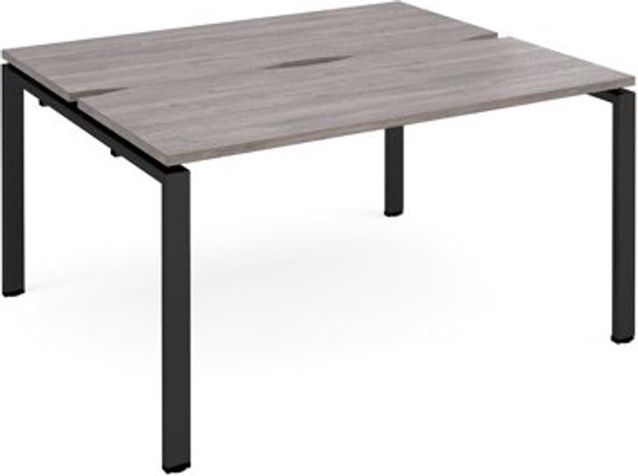 Office Monster | Adapt Adapt starter units back to back 1400mm x 1200mm - black frame, grey oak top Adapt Adapt starter units back to back 1400mm x 1200mm - black frame, grey oak top