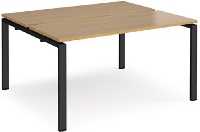 Office Monster | Adapt Bench Desk | 2 Person Starter Rectangular Desks 1400mm | Oak Tops With Black Frames | 1200mm Depth | Adapt Adapt Bench Desk | 2 Person Starter Rectangular Desks 1400mm | Oak Tops With Black Frames | 1200mm Depth | Adapt