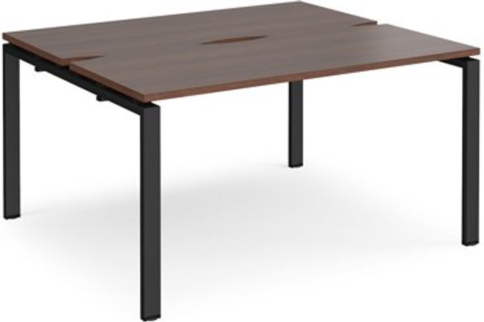 Office Monster | Adapt Bench Desk | 2 Person Starter Rectangular Desks 1400mm | Walnut Tops With Black Frames | 1200mm Depth | Adapt Adapt Bench Desk | 2 Person Starter Rectangular Desks 1400mm | Walnut Tops With Black Frames | 1200mm Depth | Adapt
