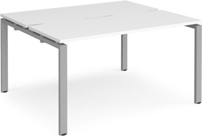 Office Monster | Adapt Bench Desk | 2 Person Starter Rectangular Desks 1400mm | White Tops With Silver Frames | 1200mm Depth | Adapt Adapt Bench Desk | 2 Person Starter Rectangular Desks 1400mm | White Tops With Silver Frames | 1200mm Depth | Adapt