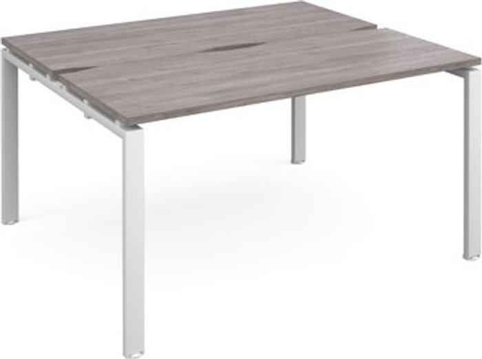Office Monster | Adapt Adapt back to back desks 1400mm x 1200mm - white frame, grey oak top Adapt Adapt back to back desks 1400mm x 1200mm - white frame, grey oak top