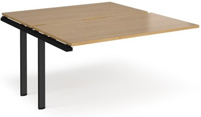 Office Monster | Adapt Bench Desk | Add On 2 Person Rectangular Desks 1400mm | Oak Tops With Black Frames | 1600mm Depth | Adapt Adapt Bench Desk | Add On 2 Person Rectangular Desks 1400mm | Oak Tops With Black Frames | 1600mm Depth | Adapt