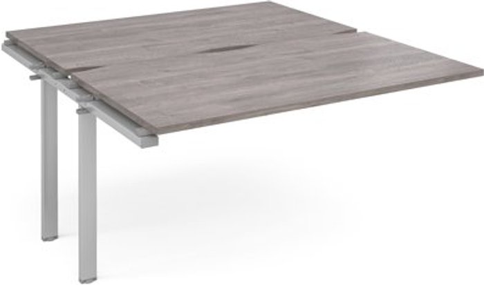 Office Monster | Adapt Adapt add on unit single 1400mm x 1600mm - silver frame, grey oak top Adapt Adapt add on unit single 1400mm x 1600mm - silver frame, grey oak top