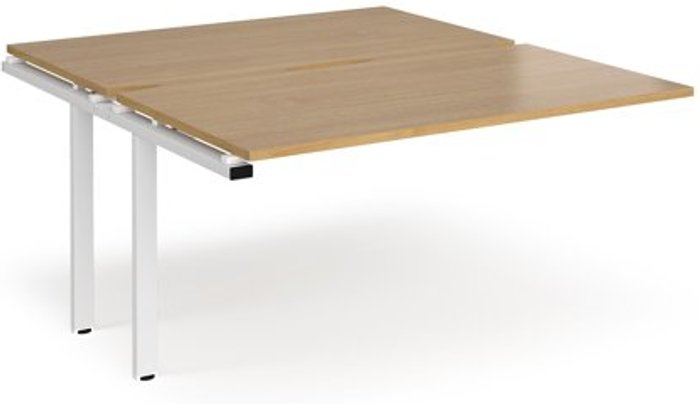 Office Monster | Adapt Bench Desk | Add On 2 Person Rectangular Desks 1400mm | Oak Tops With White Frames | 1600mm Depth | Adapt Adapt Bench Desk | Add On 2 Person Rectangular Desks 1400mm | Oak Tops With White Frames | 1600mm Depth | Adapt