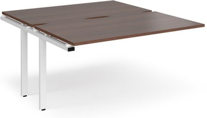 Office Monster | Adapt Bench Desk | Add On 2 Person Rectangular Desks 1400mm | Walnut Tops With White Frames | 1600mm Depth | Adapt Adapt Bench Desk | Add On 2 Person Rectangular Desks 1400mm | Walnut Tops With White Frames | 1600mm Depth | Adapt