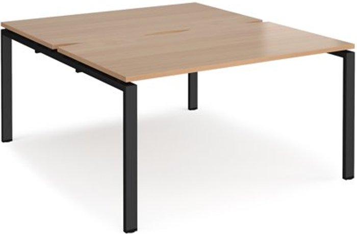 Office Monster | Adapt Bench Desk | 2 Person Rectangular Desks 1400mm | Beech Tops With Black Frames | 1600mm Depth | Adapt Adapt Bench Desk | 2 Person Rectangular Desks 1400mm | Beech Tops With Black Frames | 1600mm Depth | Adapt