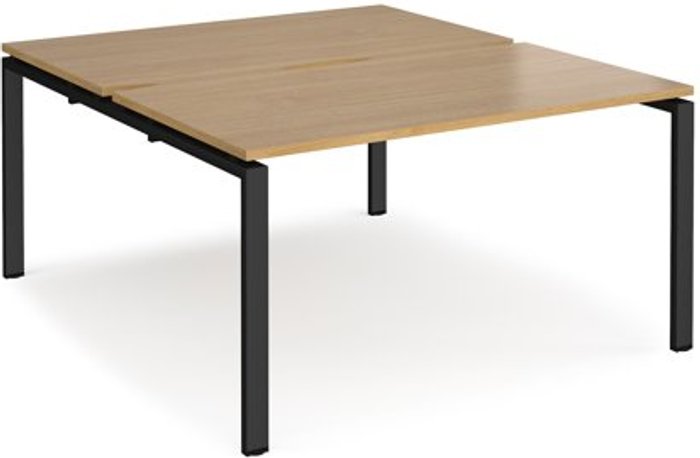 Office Monster | Adapt Bench Desk | 2 Person Rectangular Desks 1400mm | Oak Tops With Black Frames | 1600mm Depth | Adapt Adapt Bench Desk | 2 Person Rectangular Desks 1400mm | Oak Tops With Black Frames | 1600mm Depth | Adapt