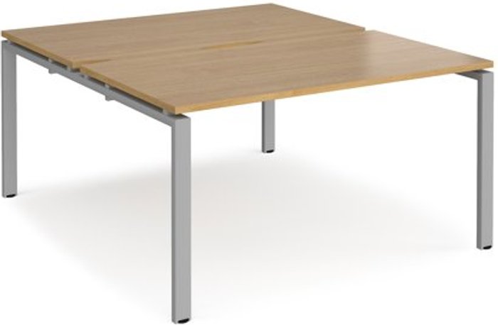 Office Monster | Adapt Bench Desk | 2 Person Rectangular Desks 1400mm | Oak Tops With Silver Frames | 1600mm Depth | Adapt Adapt Bench Desk | 2 Person Rectangular Desks 1400mm | Oak Tops With Silver Frames | 1600mm Depth | Adapt