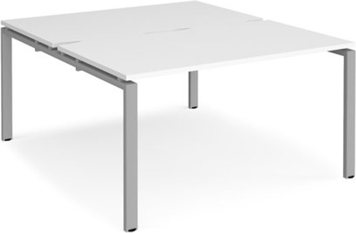 Office Monster | Adapt Bench Desk | 2 Person Rectangular Desks 1400mm | White Tops With Silver Frames | 1600mm Depth | Adapt Adapt Bench Desk | 2 Person Rectangular Desks 1400mm | White Tops With Silver Frames | 1600mm Depth | Adapt