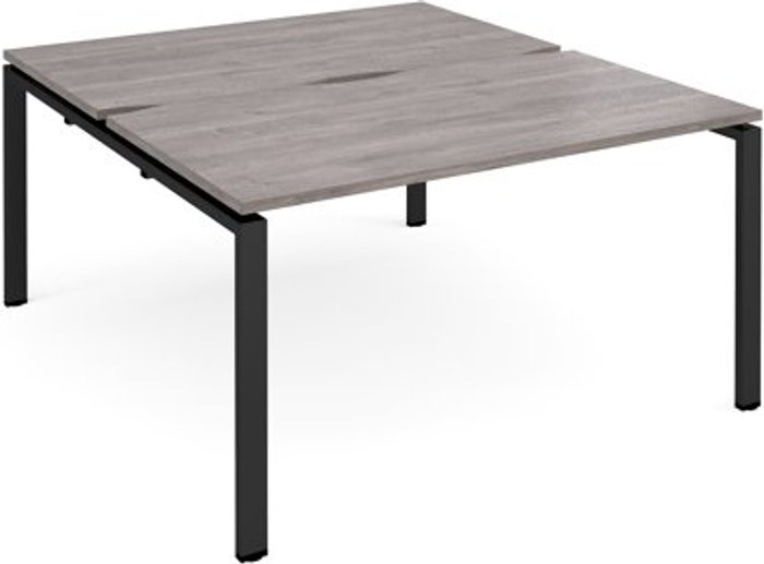 Office Monster | Adapt Adapt starter units back to back 1400mm x 1600mm - black frame, grey oak top Adapt Adapt starter units back to back 1400mm x 1600mm - black frame, grey oak top